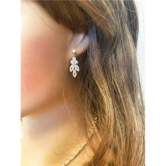 Rose Gold Necklace Set Crystal Rhinestone Statement Wedding Bridal Jewelry Set - Picture 2 of 2